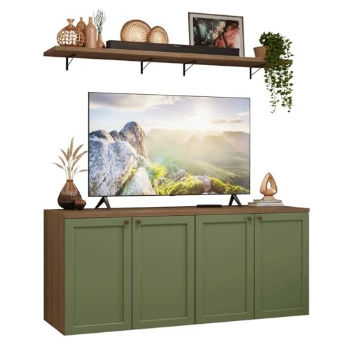 Rack para Tv até 70 Polegadas + Prateleiras 160cm Rustic/verde Vik